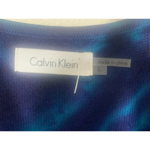 Calvin Klein Tie Dye Cap Sleeve Knit Fitted Dress NWT sz L - Picture 4 of 7